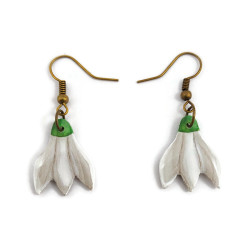 Snowdrop flowers dangle earrings