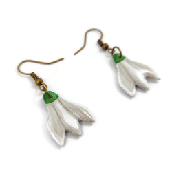 Boucles d'oreilles fantaisie pendantes en forme de perce-neige