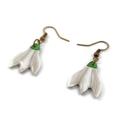 Snowdrop flowers dangle earrings