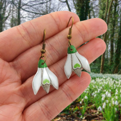 Snowdrop flowers dangle earrings