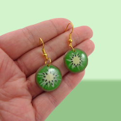 Kiwi fruit slices dangle earrings (Sold individually)