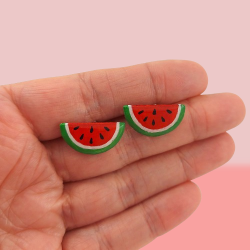 Watermelon half-slices ear studs