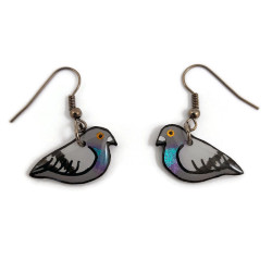 Boucles d'oreilles pendantes pigeons biset