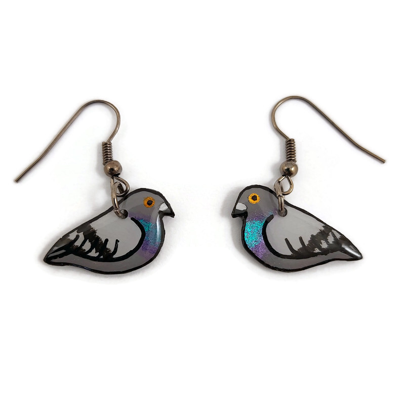 Rock doves dangle earrings