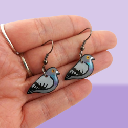 Boucles d'oreilles pigeons bisets (Vendues à l'unité)