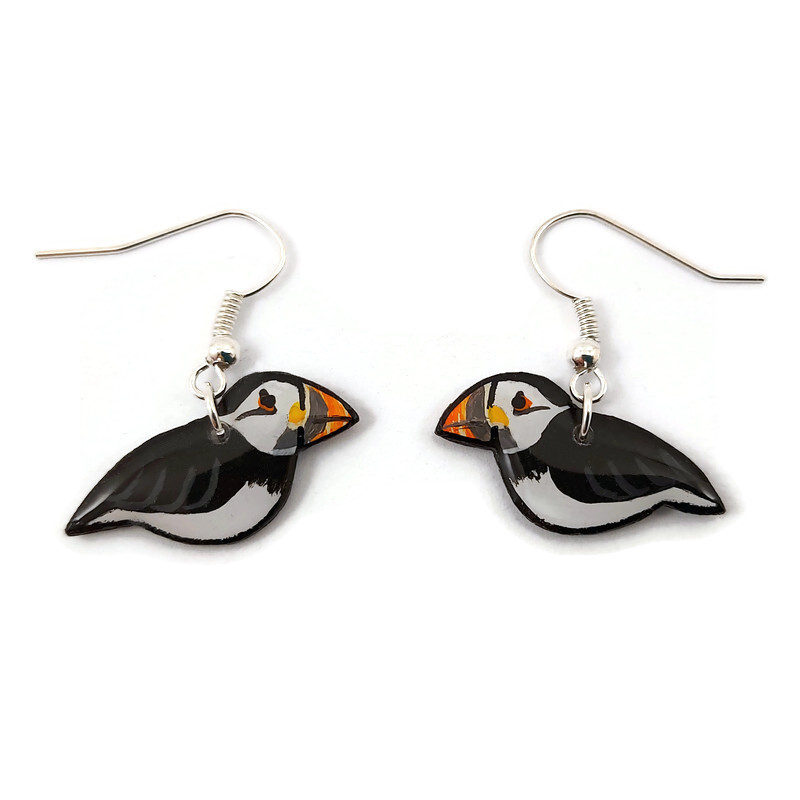 Atlantic puffins dangle earrings