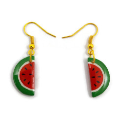 Boucles d'oreilles tranches de pastèque semies circulaires