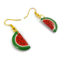 Boucles d'oreilles tranches de pastèque semies circulaires