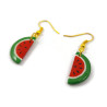 Boucles d'oreilles tranches de pastèque semies circulaires