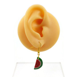 Boucle d'oreille tranche de pastèque semie circulaire (Vendue à l'unité)