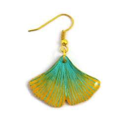 Yellow and green ginkgo leaf dangle earring (Sold individually)