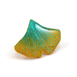 Pin's feuille de ginkgo verte et jaune