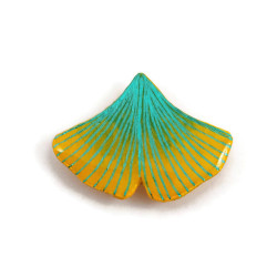 Magnet feuille de ginkgo verte et jaune