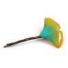 Yellow and green ginkgo leaf bobby pin