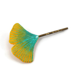 Yellow and green ginkgo leaf bobby pin