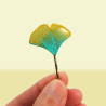 Yellow and green ginkgo leaf bobby pin