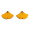 Green and yellow ginkgo leaves ear studs