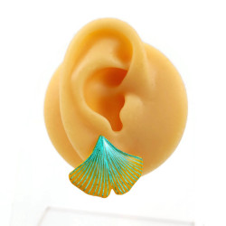 Green and yellow ginkgo leaf ear stud (Sold individually)