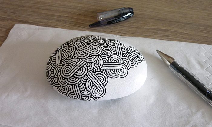 Painted pebble in progress